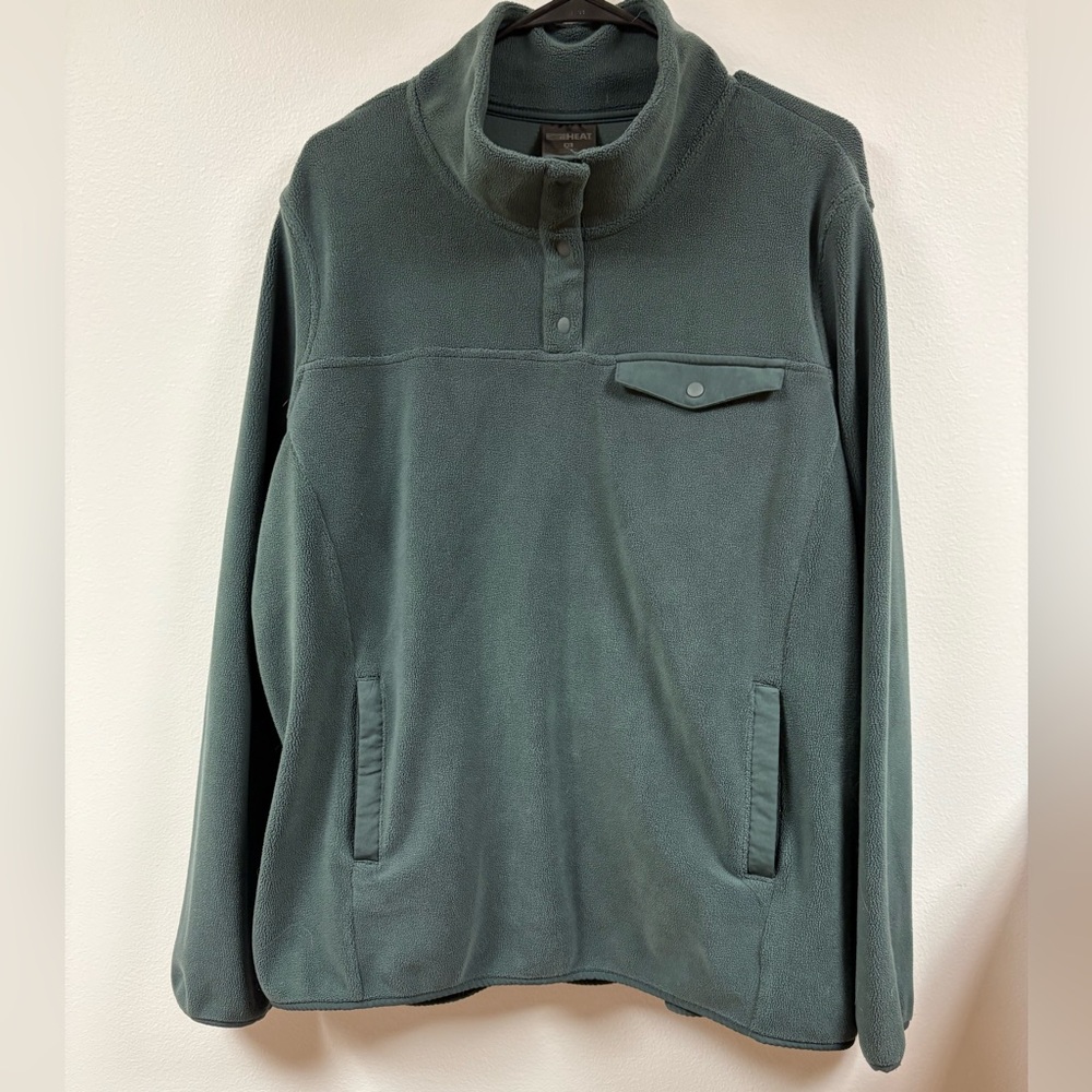 32 degrees Heat Men's Tech 1/4 zip Pullover Size XL Army Green P2P 24